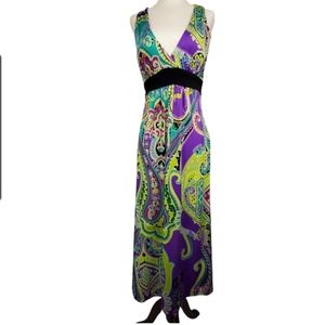 Alyn Paige Womens Dress size M Maxi Purple print halter top twist back